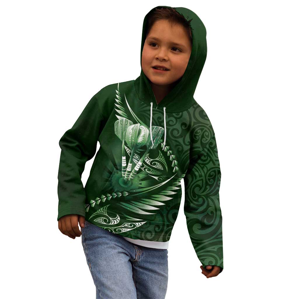 Personalised All Green New Zealand Darts Kid Hoodie Aoteroa Fern Maori Galaxy Style LT14 - Polynesian Pride