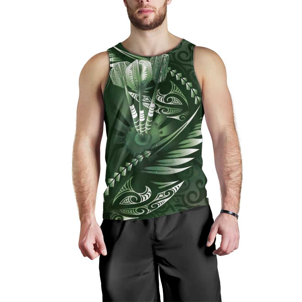 Personalised All Green New Zealand Darts Men Tank Top Aoteroa Fern Maori Galaxy Style LT14 - Polynesian Pride