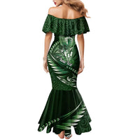 Personalised All Green New Zealand Darts Mermaid Dress Aoteroa Fern Maori Galaxy Style LT14 - Polynesian Pride