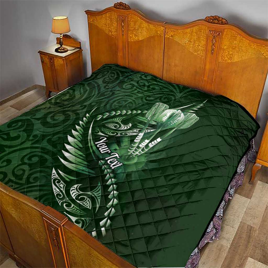 Personalised All Green New Zealand Darts Quilt Aoteroa Fern Maori Galaxy Style LT14 - Polynesian Pride