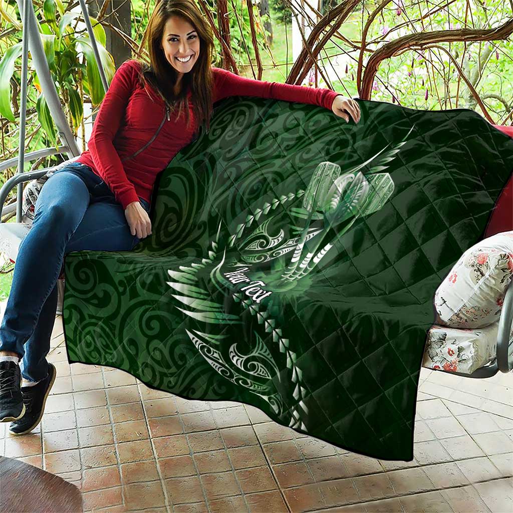 Personalised All Green New Zealand Darts Quilt Aoteroa Fern Maori Galaxy Style LT14 - Polynesian Pride