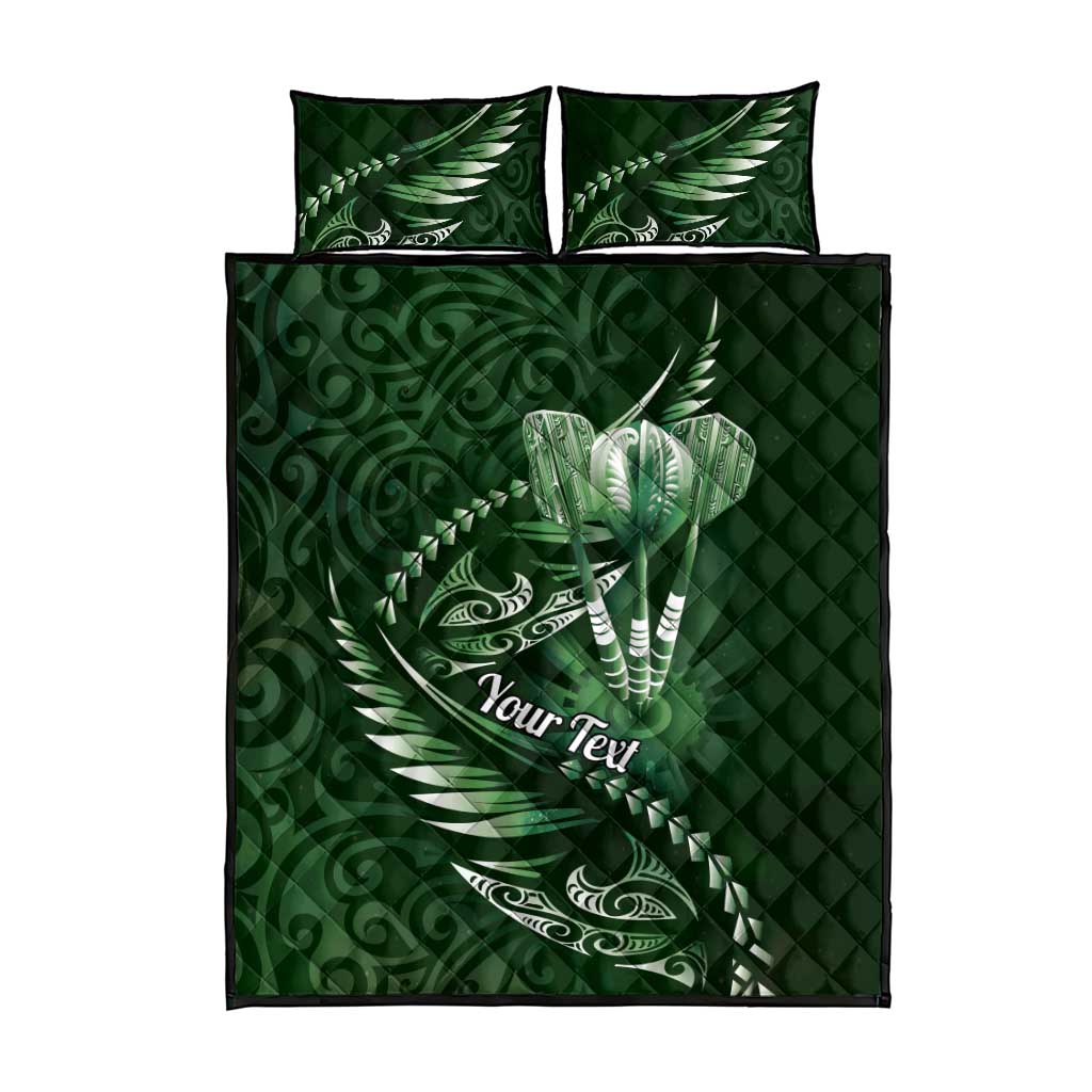 Personalised All Green New Zealand Darts Quilt Bed Set Aoteroa Fern Maori Galaxy Style LT14 - Polynesian Pride
