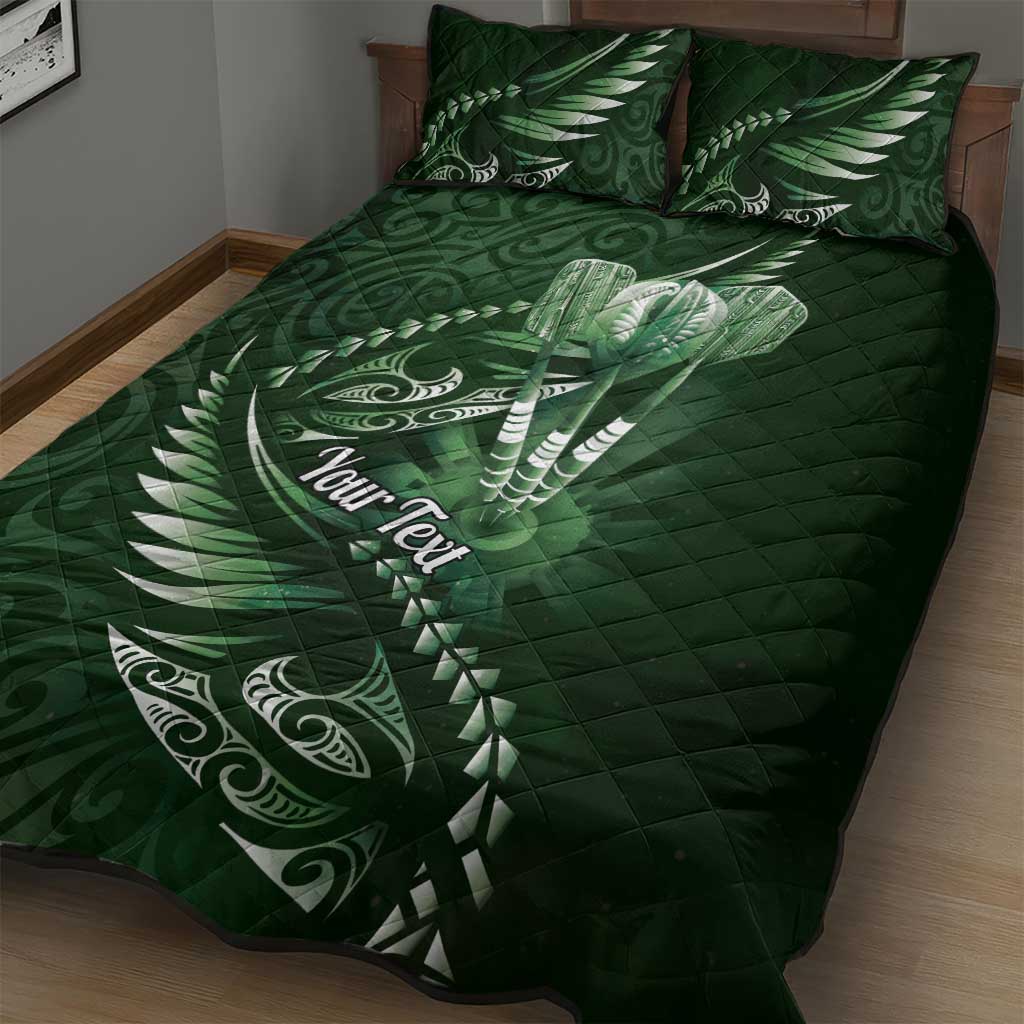 Personalised All Green New Zealand Darts Quilt Bed Set Aoteroa Fern Maori Galaxy Style LT14 - Polynesian Pride