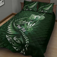 Personalised All Green New Zealand Darts Quilt Bed Set Aoteroa Fern Maori Galaxy Style LT14 - Polynesian Pride