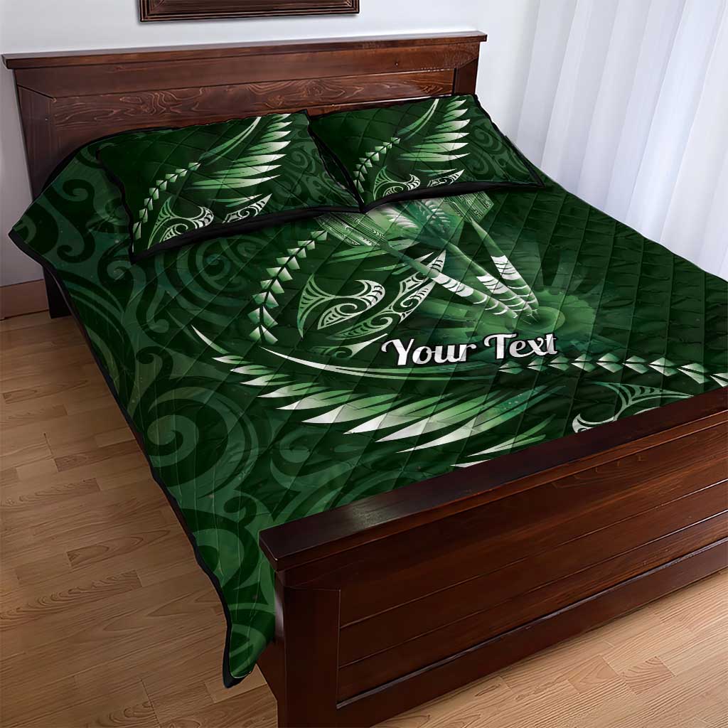 Personalised All Green New Zealand Darts Quilt Bed Set Aoteroa Fern Maori Galaxy Style LT14 - Polynesian Pride