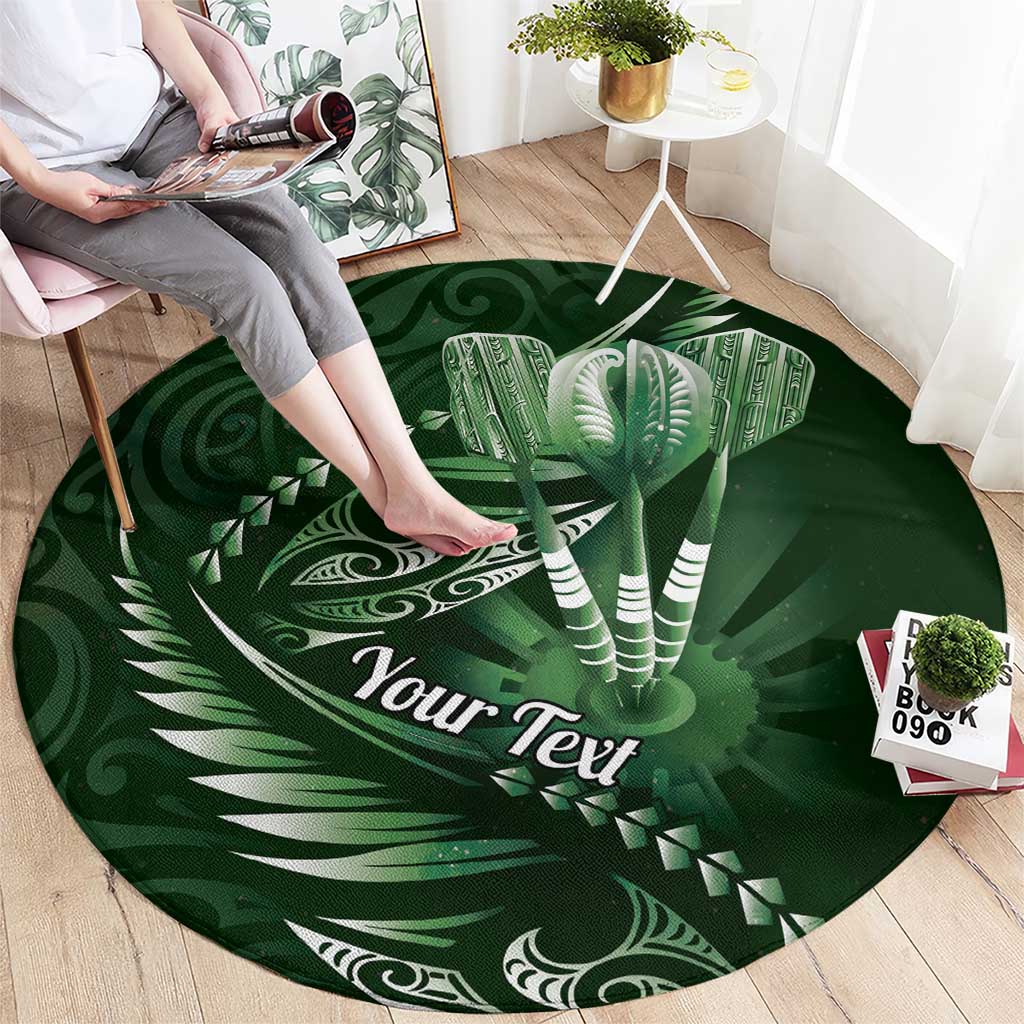 Personalised All Green New Zealand Darts Round Carpet Aoteroa Fern Maori Galaxy Style LT14 - Polynesian Pride