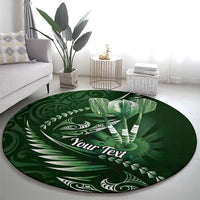 Personalised All Green New Zealand Darts Round Carpet Aoteroa Fern Maori Galaxy Style LT14 - Polynesian Pride