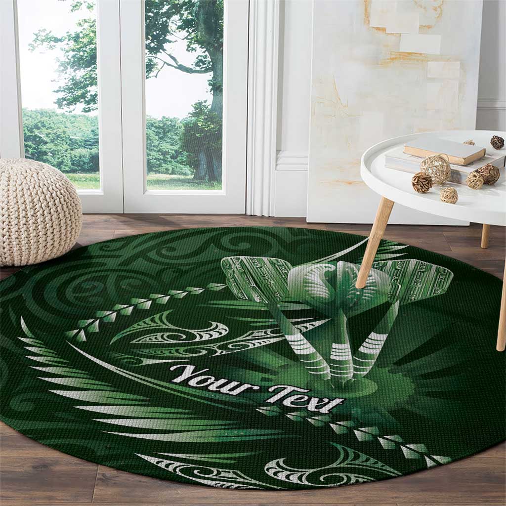 Personalised All Green New Zealand Darts Round Carpet Aoteroa Fern Maori Galaxy Style LT14 - Polynesian Pride