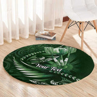 Personalised All Green New Zealand Darts Round Carpet Aoteroa Fern Maori Galaxy Style LT14 - Polynesian Pride