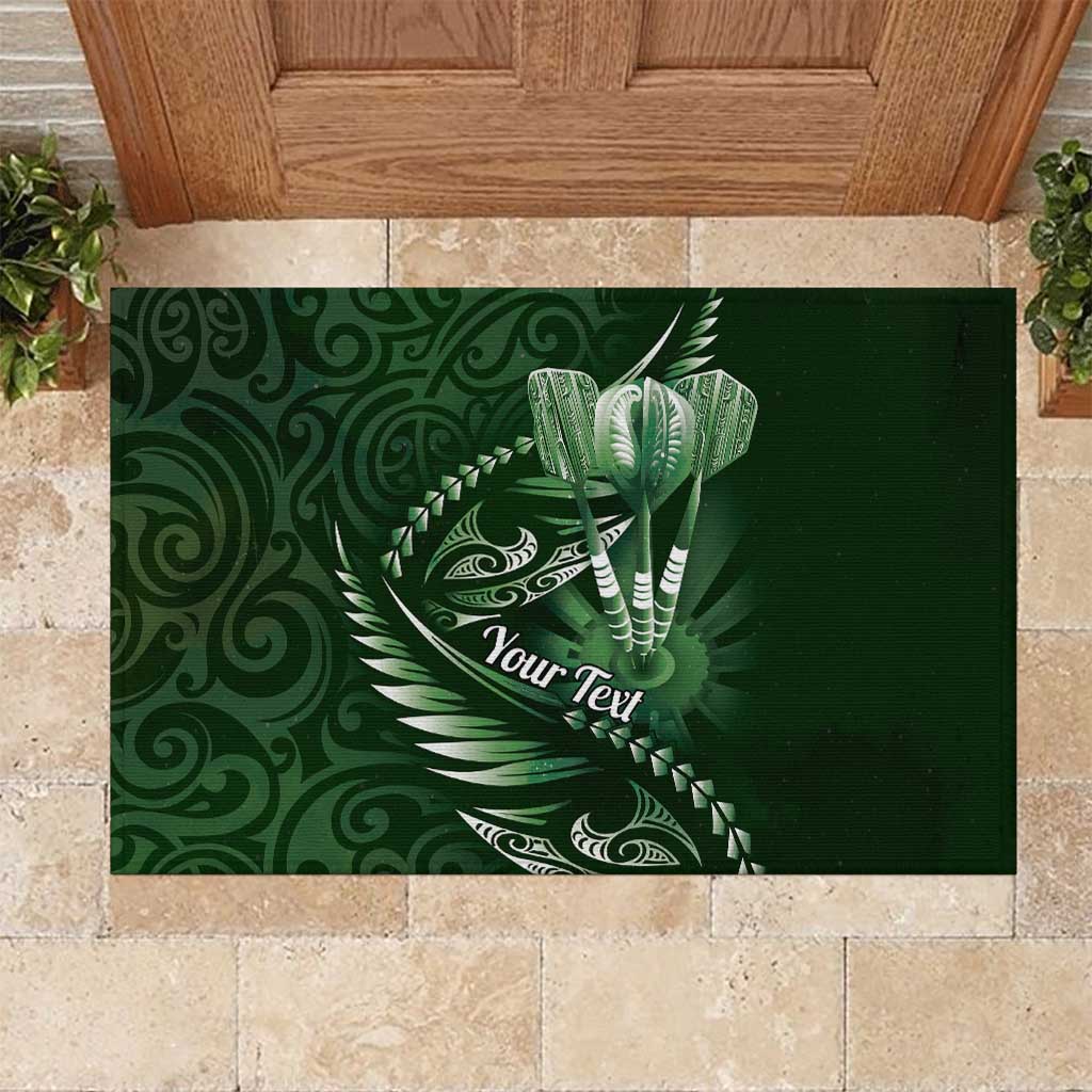 Personalised All Green New Zealand Darts Rubber Doormat Aoteroa Fern Maori Galaxy Style LT14 Green - Polynesian Pride
