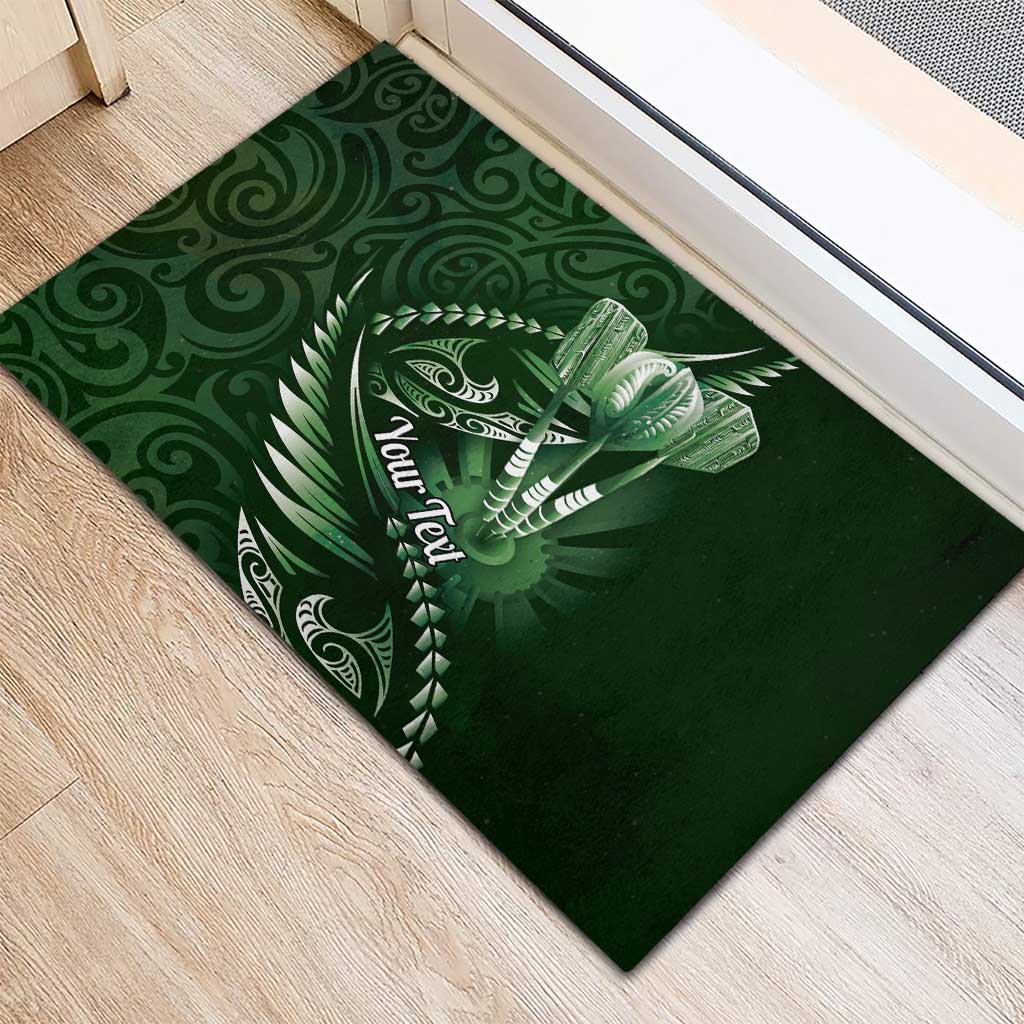 Personalised All Green New Zealand Darts Rubber Doormat Aoteroa Fern Maori Galaxy Style LT14 - Polynesian Pride
