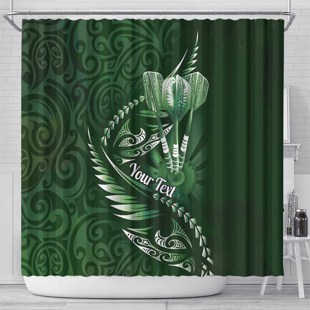 Personalised All Green New Zealand Darts Shower Curtain Aoteroa Fern Maori Galaxy Style LT14 - Polynesian Pride
