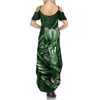 Personalised All Green New Zealand Darts Summer Maxi Dress Aoteroa Fern Maori Galaxy Style LT14 - Polynesian Pride