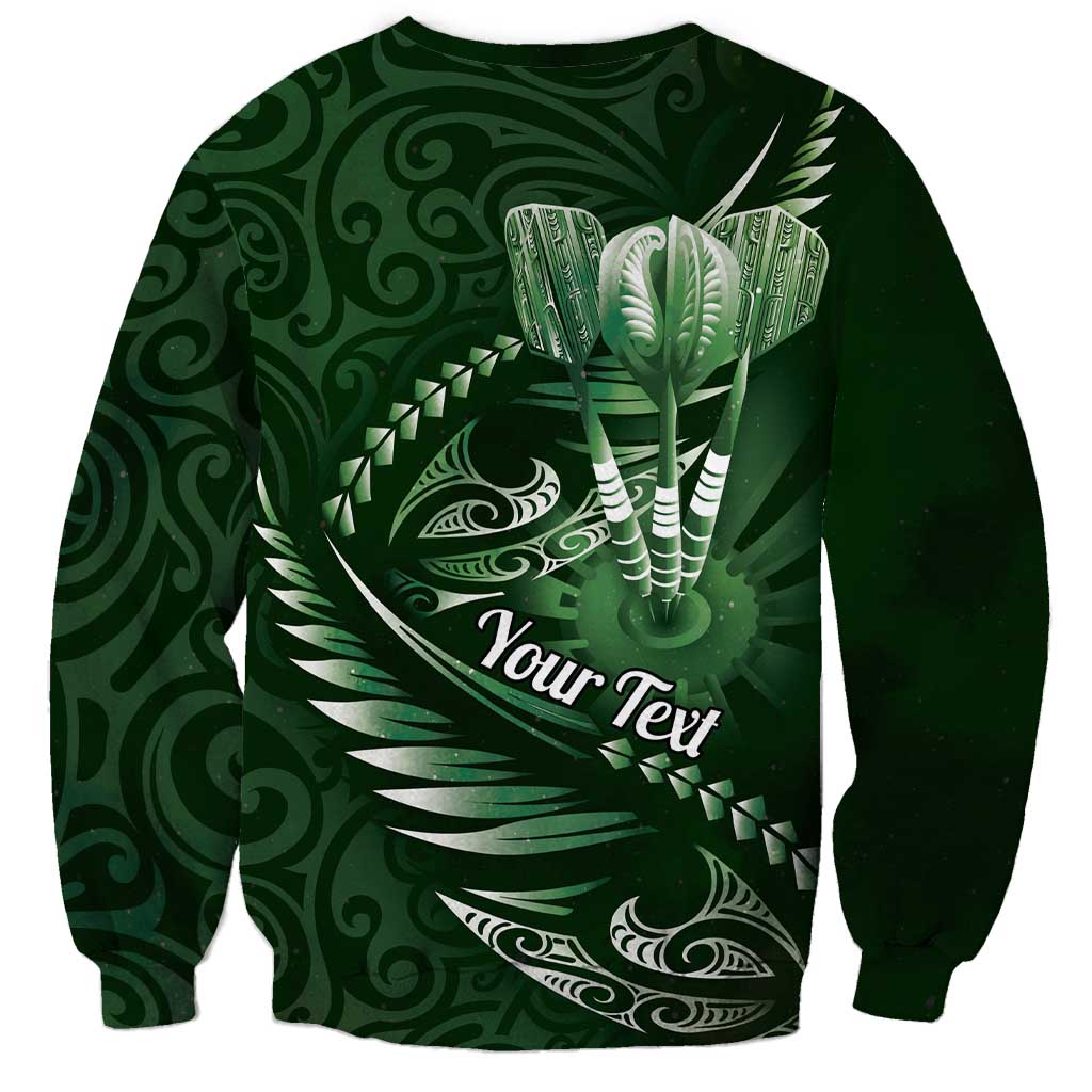 Personalised All Green New Zealand Darts Sweatshirt Aoteroa Fern Maori Galaxy Style LT14 - Polynesian Pride