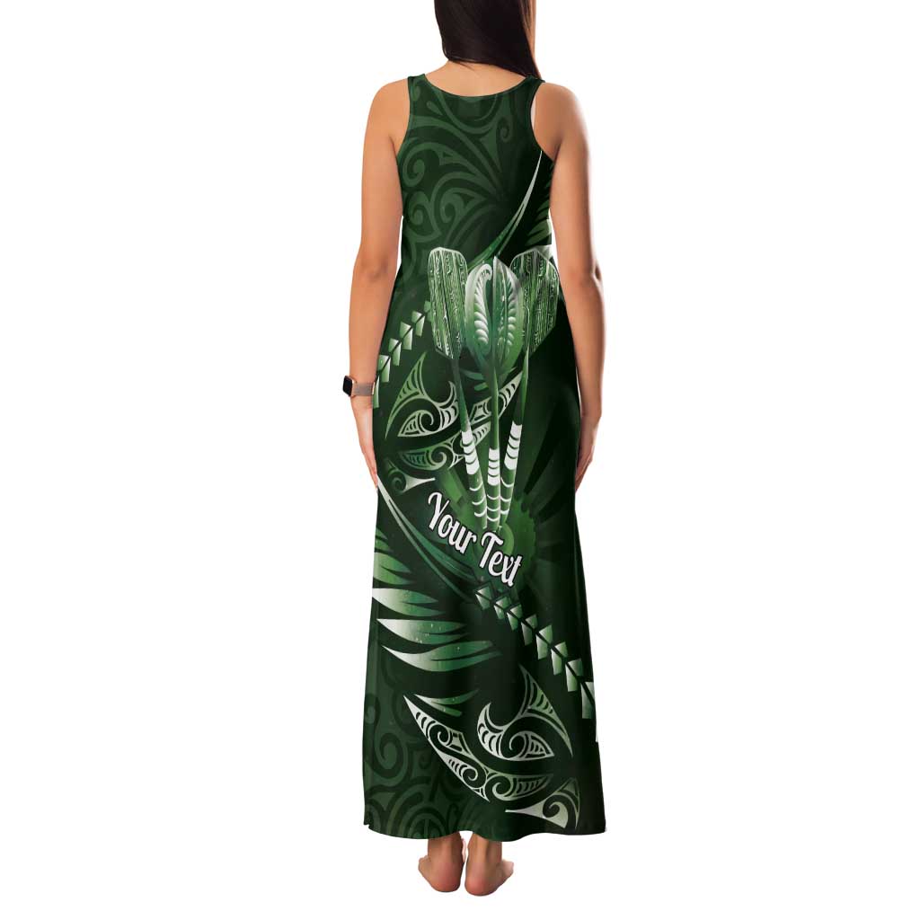 Personalised All Green New Zealand Darts Tank Maxi Dress Aoteroa Fern Maori Galaxy Style LT14 - Polynesian Pride