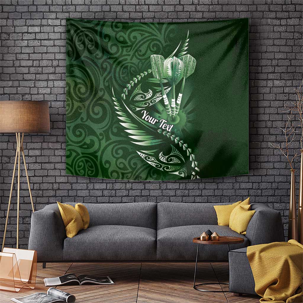 Personalised All Green New Zealand Darts Tapestry Aoteroa Fern Maori Galaxy Style LT14 Green - Polynesian Pride