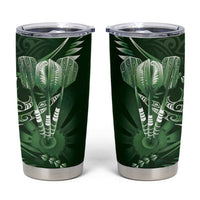 All Green New Zealand Darts Tumbler Cup Aoteroa Fern Maori Galaxy Style LT14 Green - Polynesian Pride