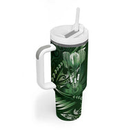 All Green New Zealand Darts Tumbler With Handle Aoteroa Fern Maori Galaxy Style LT14 - Polynesian Pride