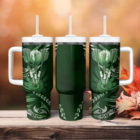 All Green New Zealand Darts Tumbler With Handle Aoteroa Fern Maori Galaxy Style LT14 - Polynesian Pride