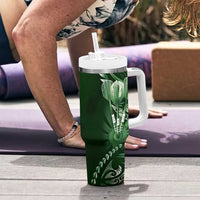 All Green New Zealand Darts Tumbler With Handle Aoteroa Fern Maori Galaxy Style LT14 - Polynesian Pride