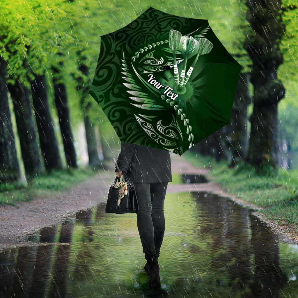 Personalised All Green New Zealand Darts Umbrella Aoteroa Fern Maori Galaxy Style - Polynesian Pride