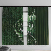 Personalised All Green New Zealand Darts Window Curtain Aoteroa Fern Maori Galaxy Style LT14 With Hooks Green - Polynesian Pride