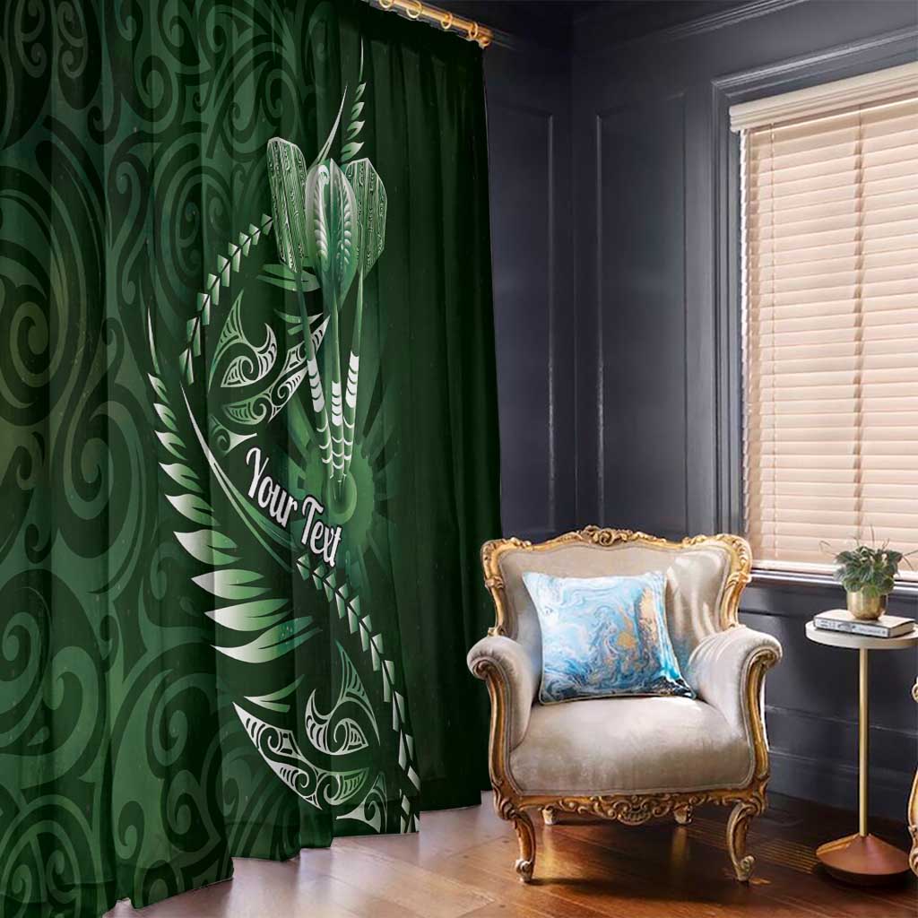 Personalised All Green New Zealand Darts Window Curtain Aoteroa Fern Maori Galaxy Style LT14 - Polynesian Pride