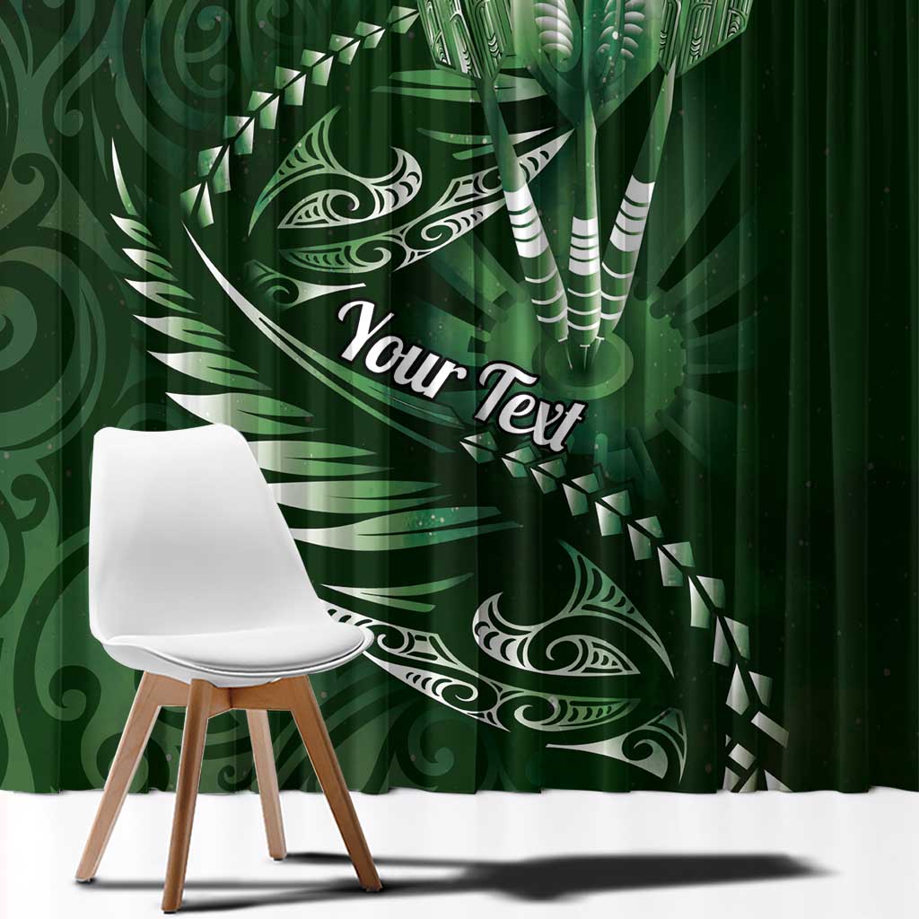Personalised All Green New Zealand Darts Window Curtain Aoteroa Fern Maori Galaxy Style LT14 - Polynesian Pride