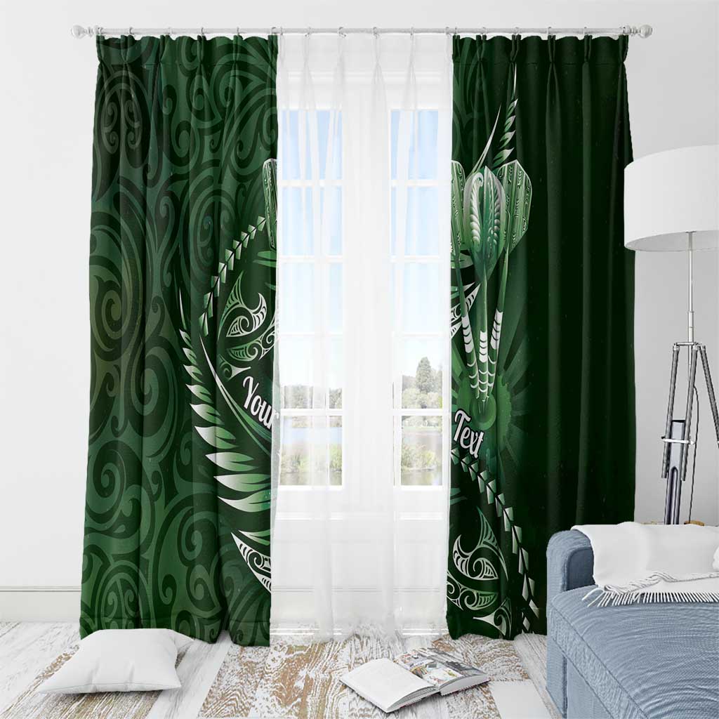 Personalised All Green New Zealand Darts Window Curtain Aoteroa Fern Maori Galaxy Style LT14 - Polynesian Pride