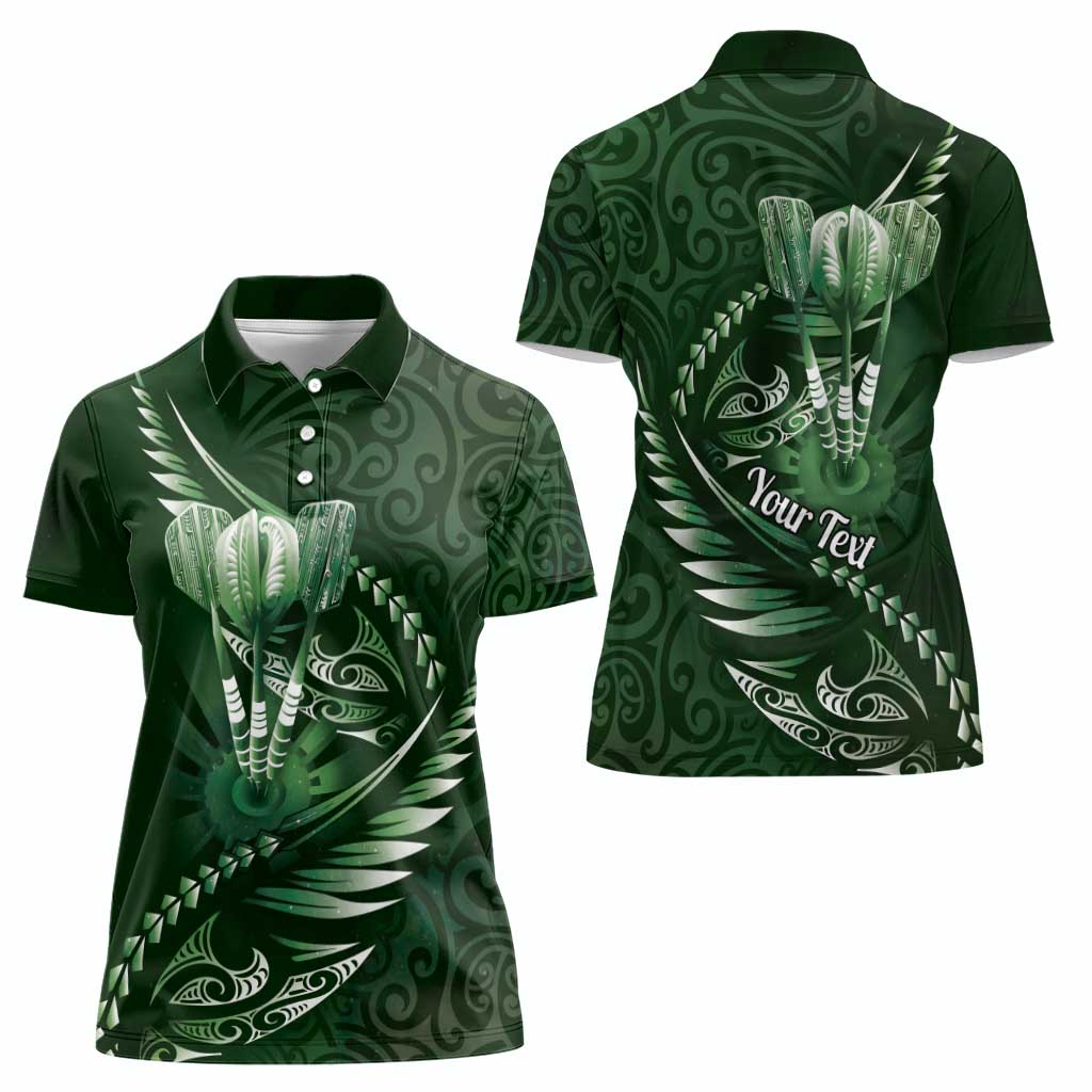 Personalised All Green New Zealand Darts Women Polo Shirt Aoteroa Fern Maori Galaxy Style LT14 - Polynesian Pride