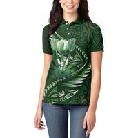 Personalised All Green New Zealand Darts Women Polo Shirt Aoteroa Fern Maori Galaxy Style LT14 - Polynesian Pride