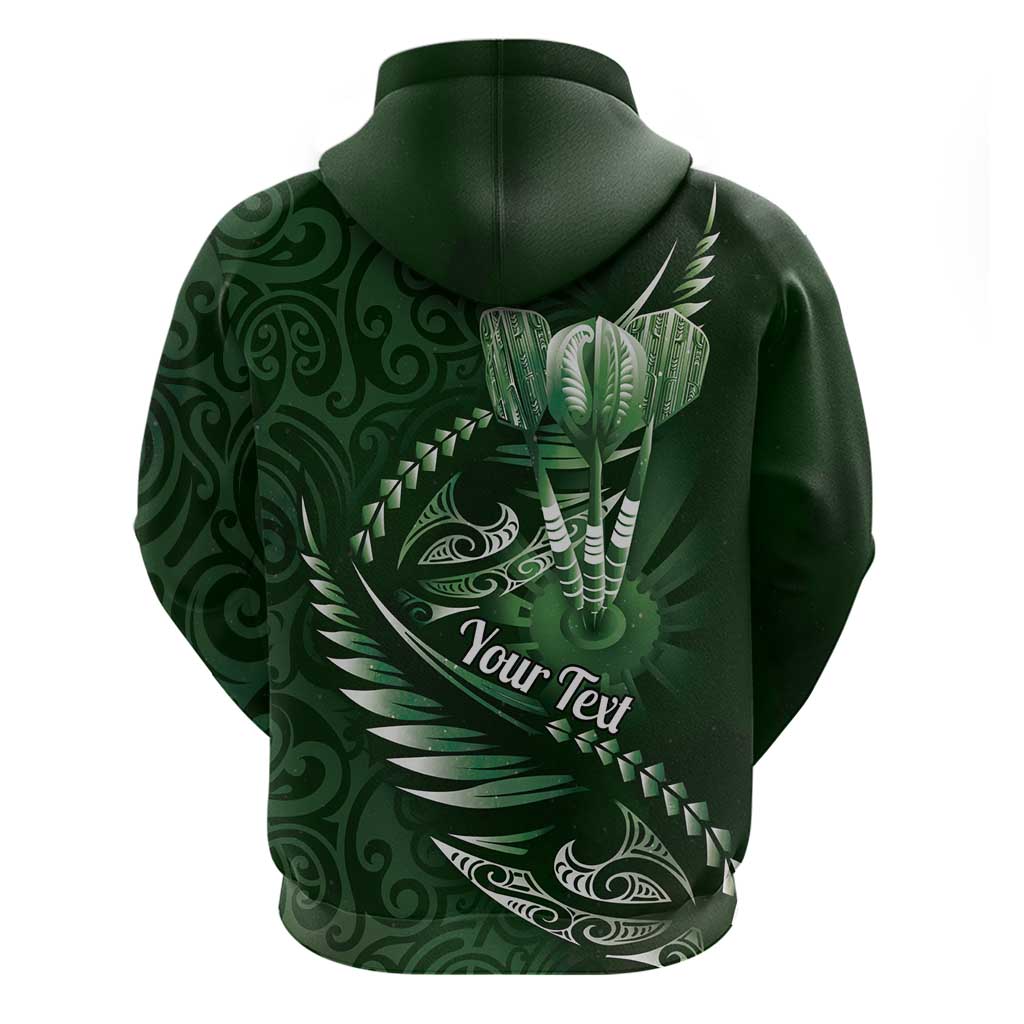 Personalised All Green New Zealand Darts Zip Hoodie Aoteroa Fern Maori Galaxy Style LT14 - Polynesian Pride
