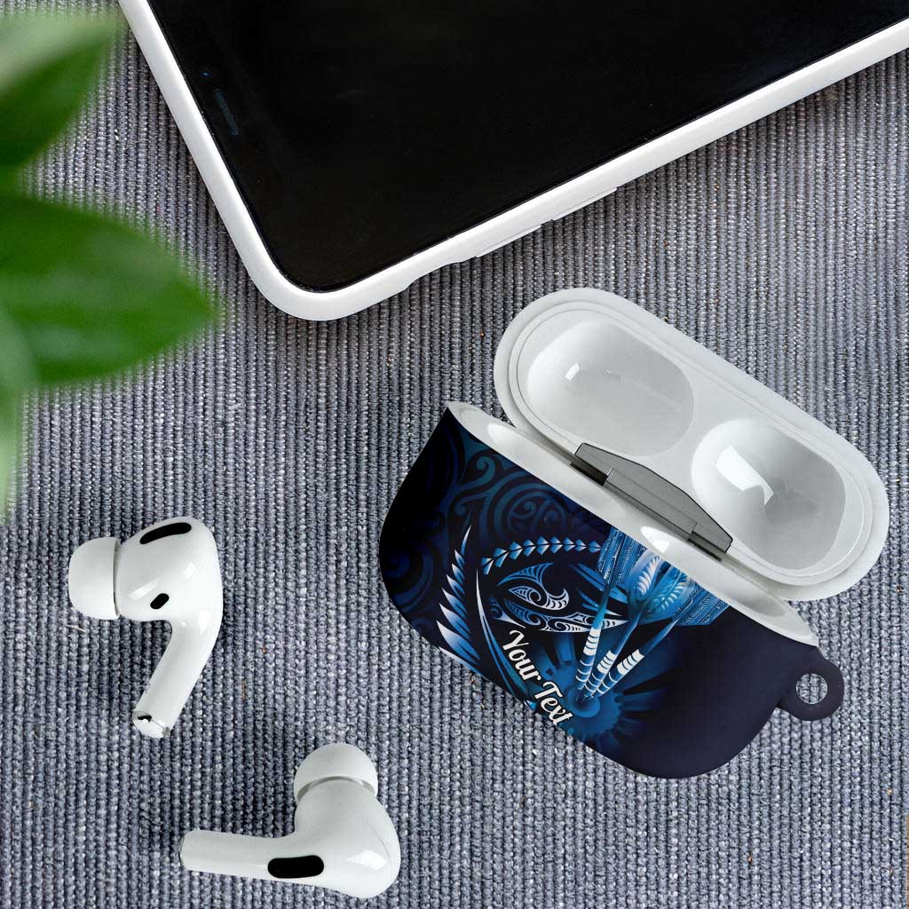 Personalised All Blue New Zealand Darts AirPods Case Aoteroa Fern Maori Galaxy Style - Polynesian Pride