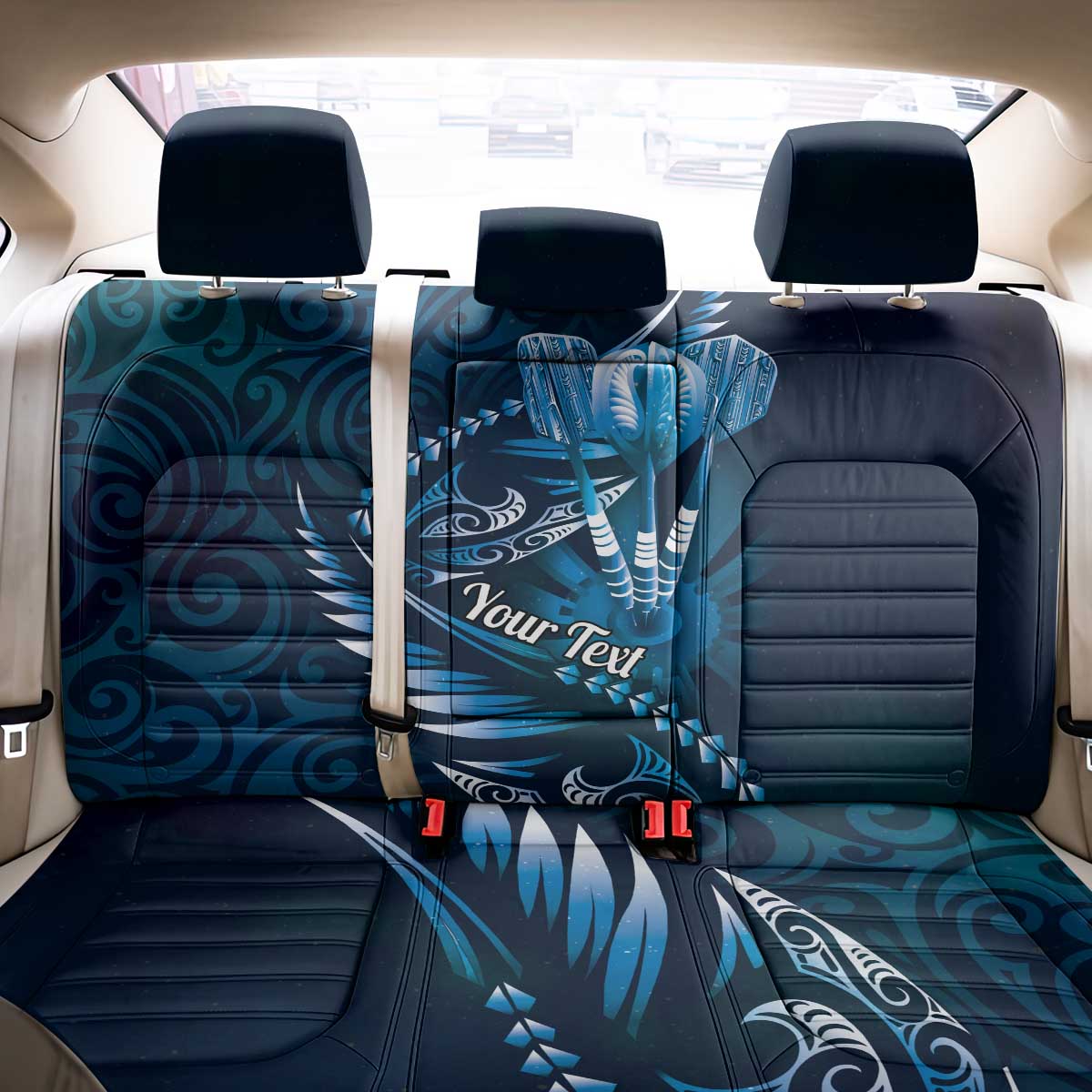 Personalised All Blue New Zealand Darts Back Car Seat Cover Aoteroa Fern Maori Galaxy Style LT14 - Polynesian Pride