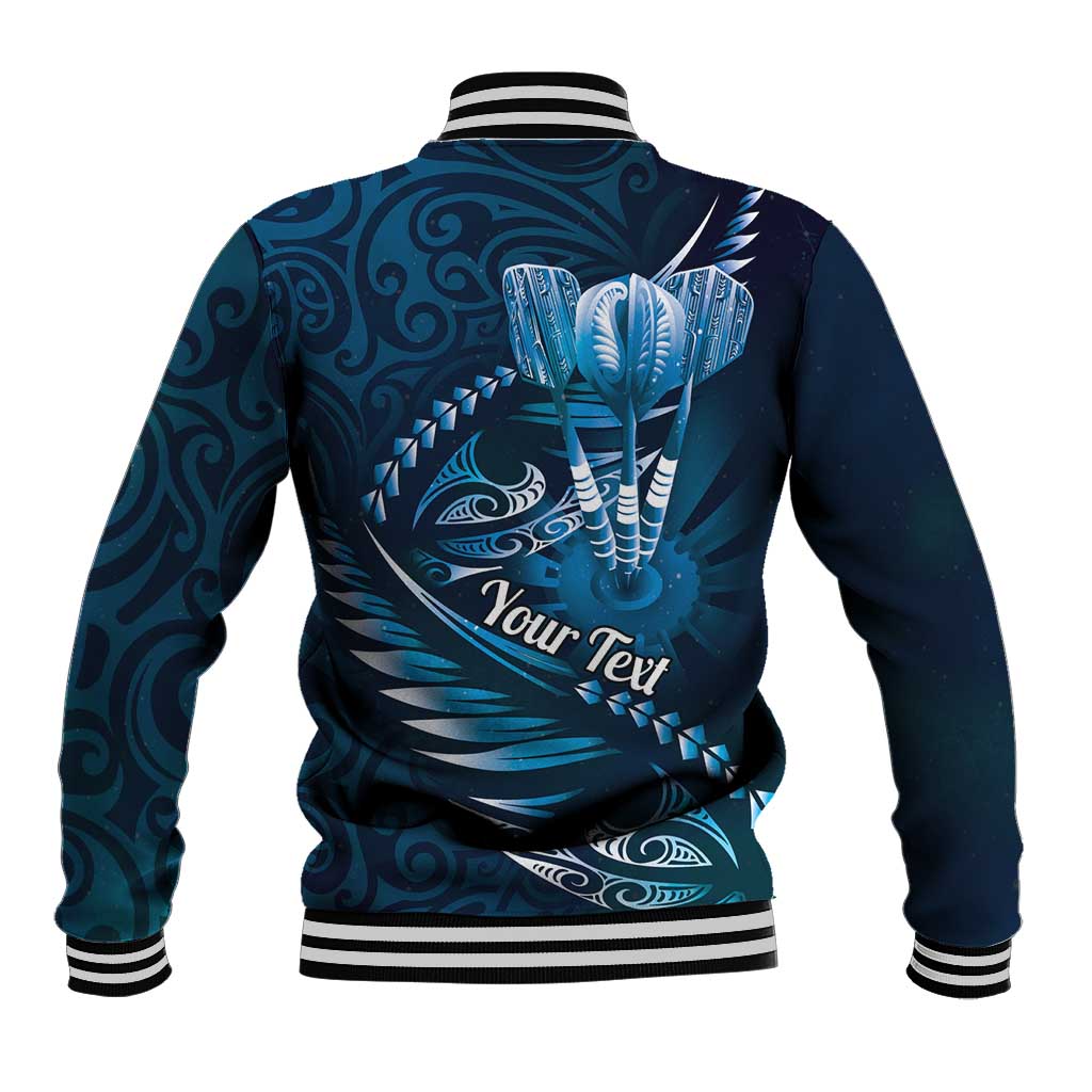 Personalised All Blue New Zealand Darts Baseball Jacket Aoteroa Fern Maori Galaxy Style LT14 - Polynesian Pride