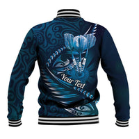 Personalised All Blue New Zealand Darts Baseball Jacket Aoteroa Fern Maori Galaxy Style LT14 - Polynesian Pride