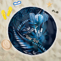 Personalised All Blue New Zealand Darts Beach Blanket Aoteroa Fern Maori Galaxy Style LT14 One Size 150cm Blue - Polynesian Pride