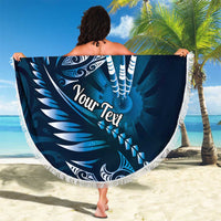 Personalised All Blue New Zealand Darts Beach Blanket Aoteroa Fern Maori Galaxy Style LT14 - Polynesian Pride