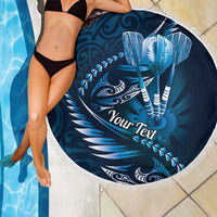 Personalised All Blue New Zealand Darts Beach Blanket Aoteroa Fern Maori Galaxy Style LT14 - Polynesian Pride