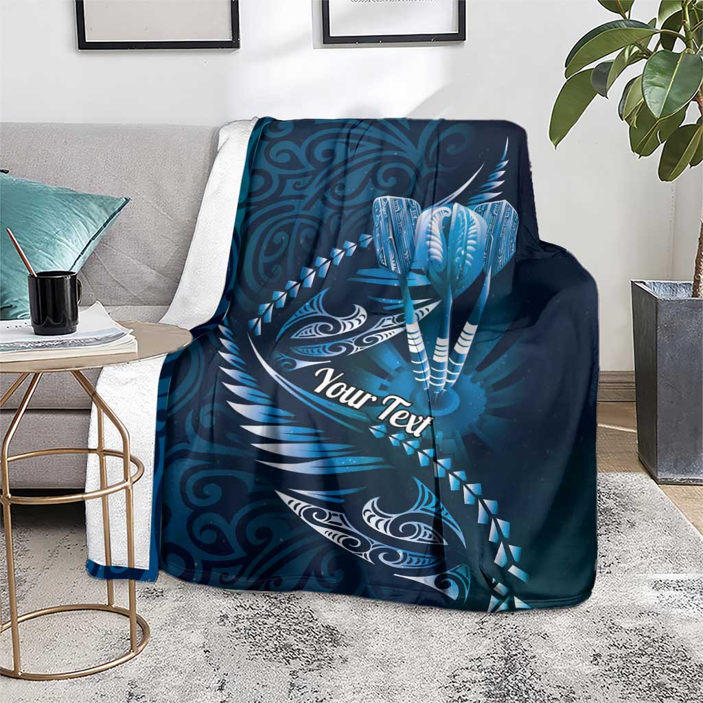 Personalised All Blue New Zealand Darts Blanket Aoteroa Fern Maori Galaxy Style LT14 - Polynesian Pride
