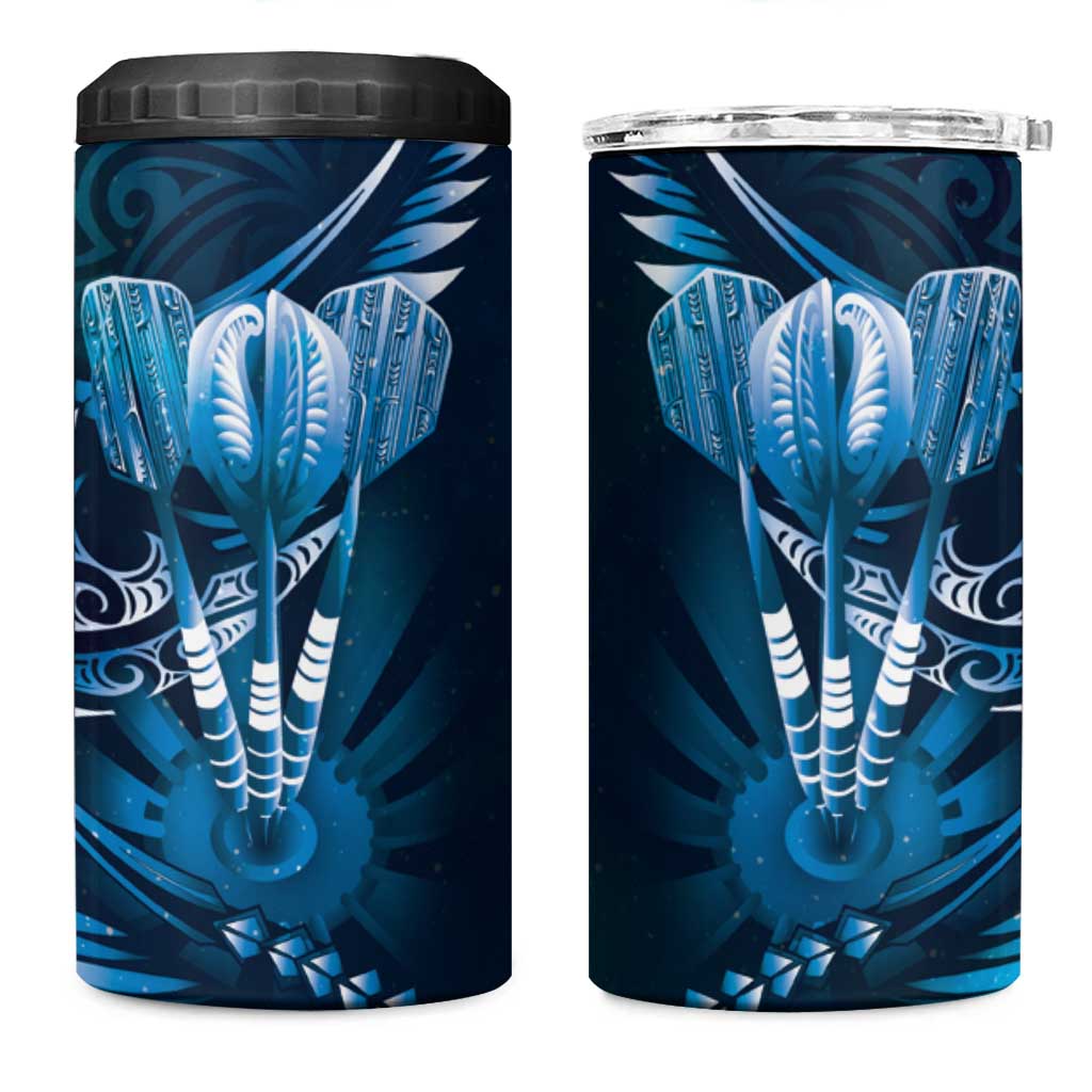 All Blue New Zealand Darts 4 in 1 Can Cooler Tumbler Aoteroa Fern Maori Galaxy Style LT14 One Size: 16 oz Blue - Polynesian Pride
