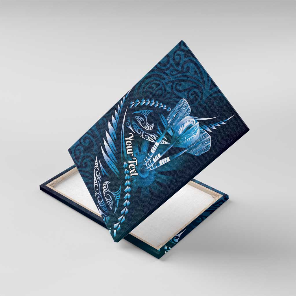 Personalised All Blue New Zealand Darts Canvas Wall Art Aoteroa Fern Maori Galaxy Style LT14 With Frame Blue - Polynesian Pride
