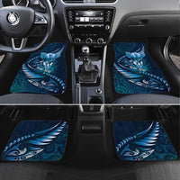 Personalised All Blue New Zealand Darts Car Mats Aoteroa Fern Maori Galaxy Style LT14 Set 4pcs Blue - Polynesian Pride