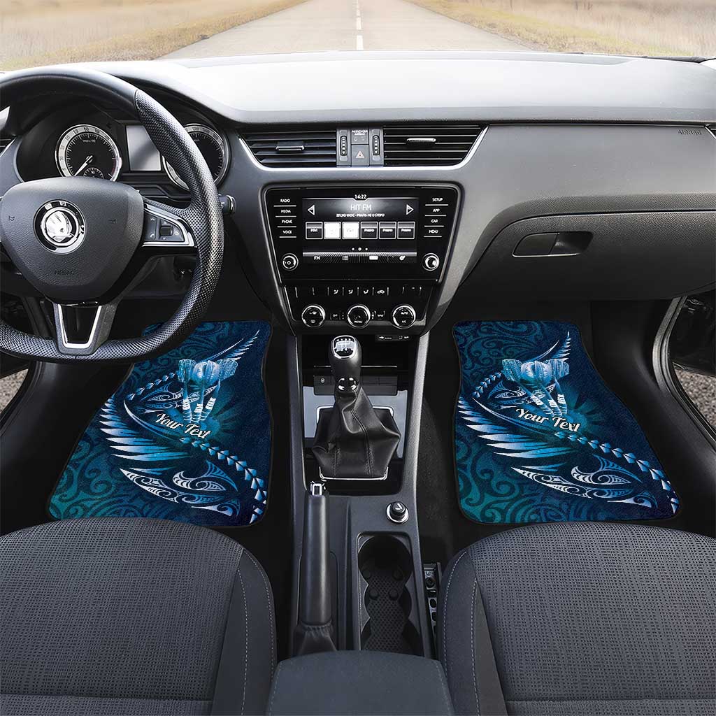 Personalised All Blue New Zealand Darts Car Mats Aoteroa Fern Maori Galaxy Style LT14 Set 2pcs - Front Blue - Polynesian Pride
