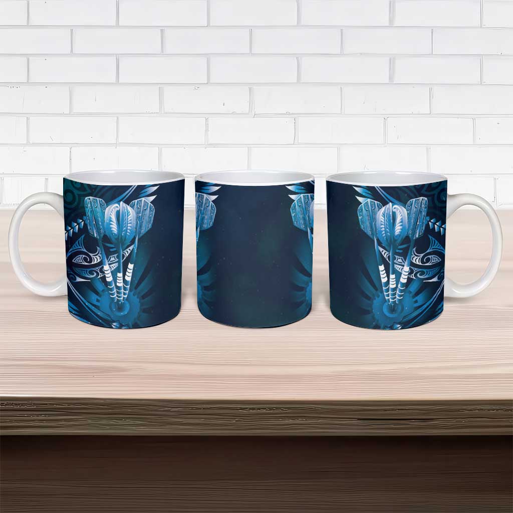 All Blue New Zealand Darts Ceramic Mug Aoteroa Fern Maori Galaxy Style - Polynesian Pride