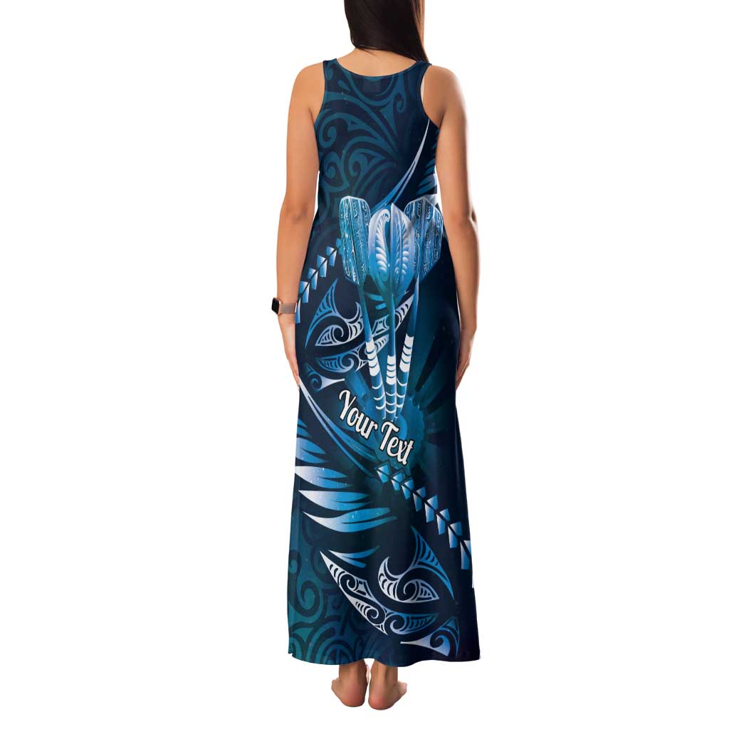 Personalised All Blue New Zealand Darts Family Matching Tank Maxi Dress and Hawaiian Shirt Aoteroa Fern Maori Galaxy Style LT14 - Polynesian Pride