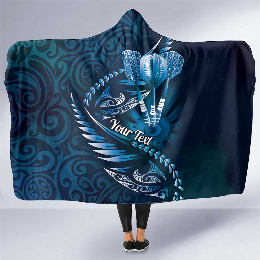 Personalised All Blue New Zealand Darts Hooded Blanket Aoteroa Fern Maori Galaxy Style LT14 One Size Blue - Polynesian Pride