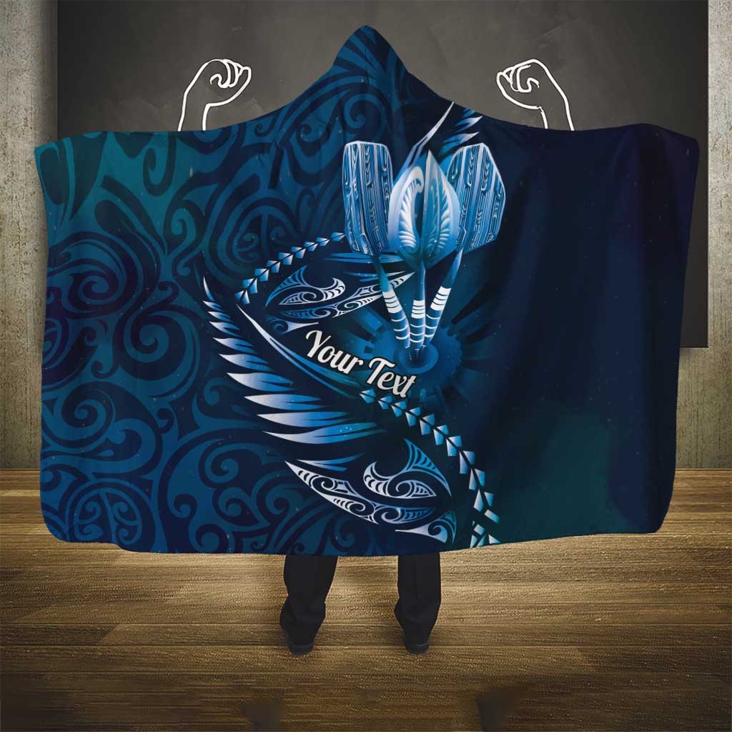 Personalised All Blue New Zealand Darts Hooded Blanket Aoteroa Fern Maori Galaxy Style LT14 - Polynesian Pride