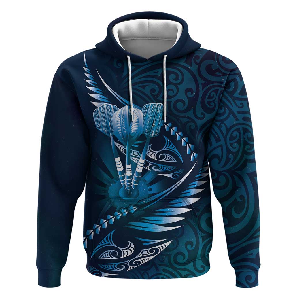 Personalised All Blue New Zealand Darts Hoodie Aoteroa Fern Maori Galaxy Style