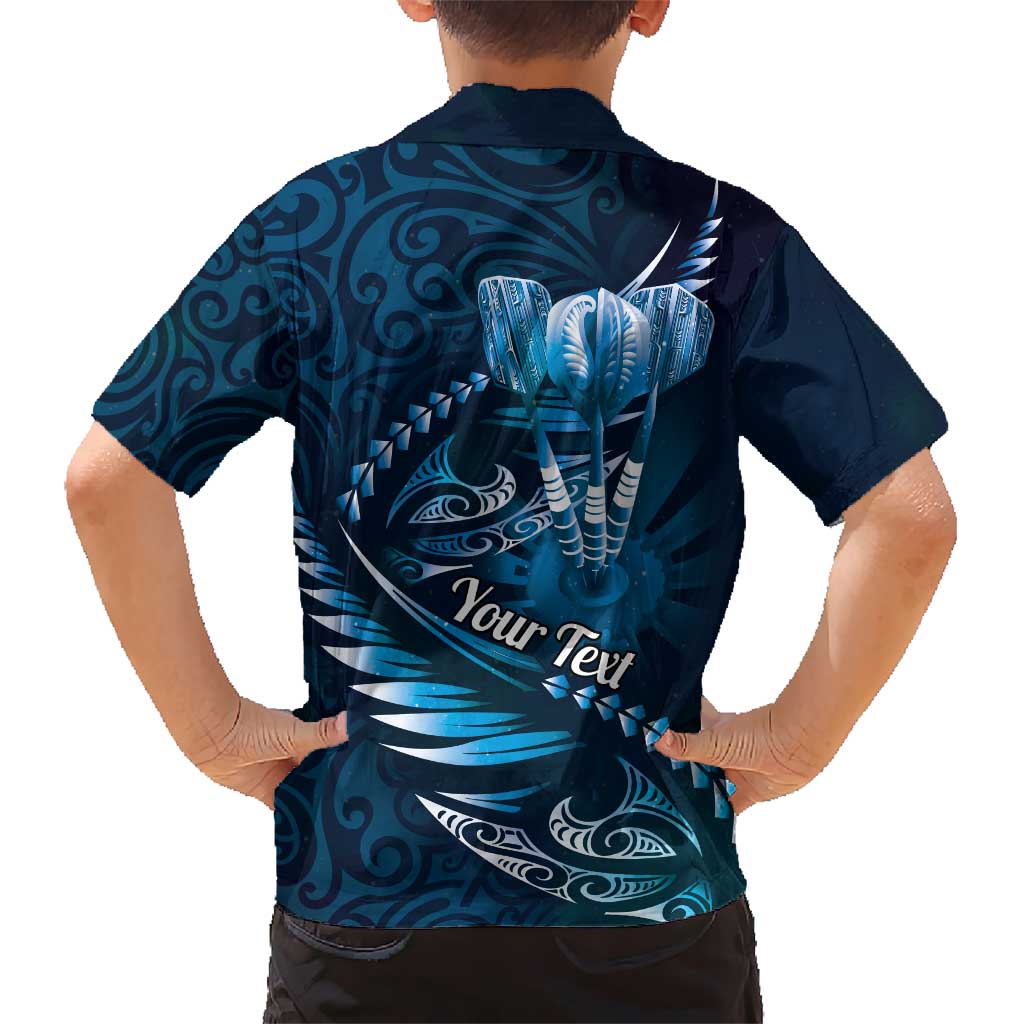Personalised All Blue New Zealand Darts Kid Hawaiian Shirt Aoteroa Fern Maori Galaxy Style LT14 - Polynesian Pride